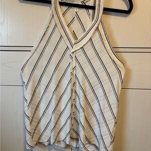 BKE White and Black Striped Tank Top